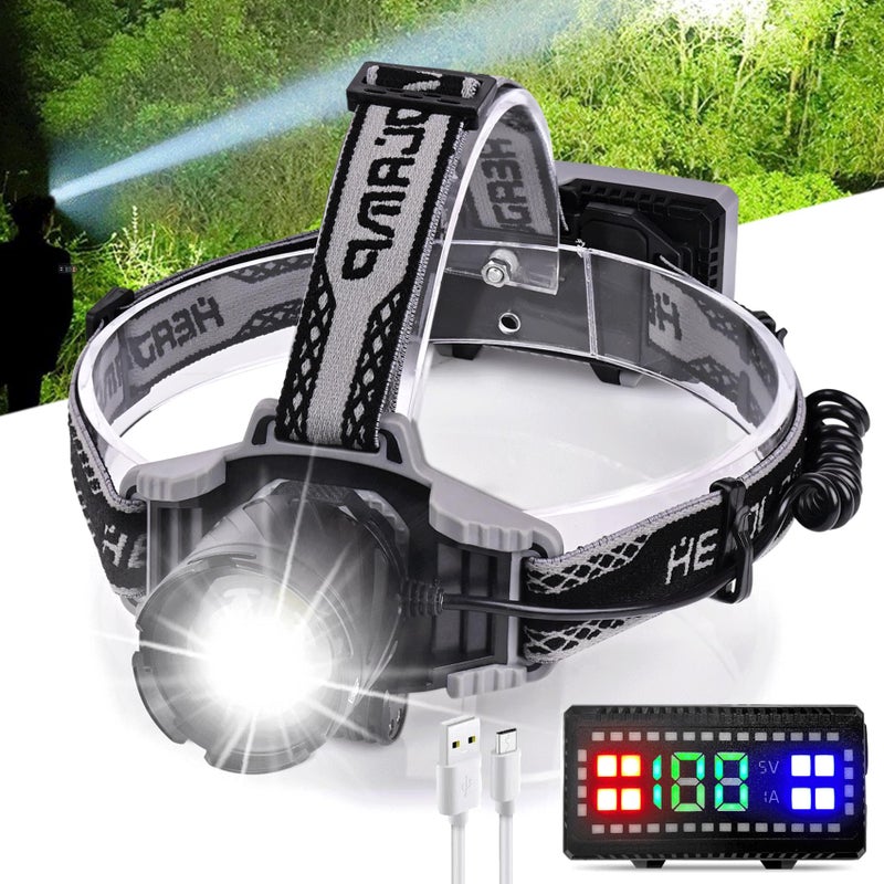 Aikertec Headlamp Rechargeable, 1500 Lumen Super Bright Head Lamp Flashlight, Waterproof LED Headlight, Multi-function Head Lights for Camping Fishing Climbing Cycling - Image 1